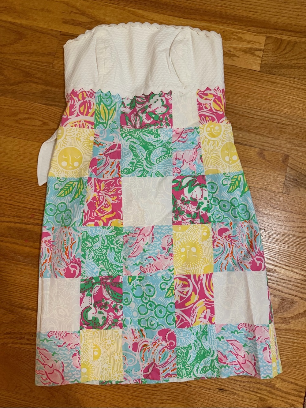 Lilly Pulitzer White Strapless Dress with Pink Label